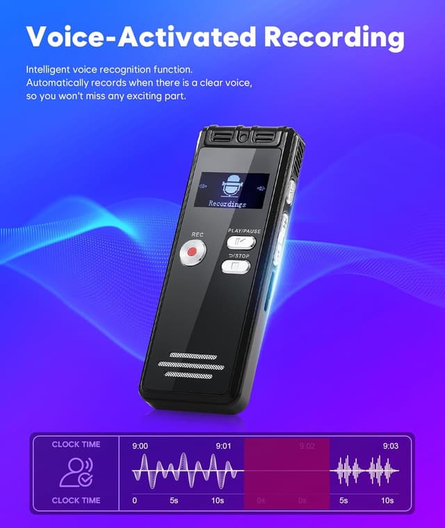 Detalle de NekSide registratore vocale 128 GB 1536 kbps