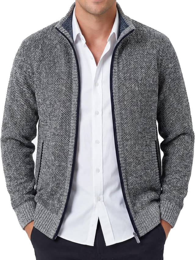 Detalle 2 de GLESTORE Herren Strickjacke als Trachtenjacke: Cardigan-Style mit Fleece-Optik
