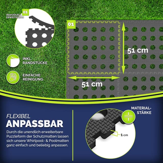 Thumbnail 1 de tillvex Tapis de protection piscine 36 pièces 51x51 cm