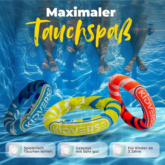 Detalle de KIDVERSE Tauchringe für Kinder ab 6 Jahren – Neopren-Tauchspielzeug mit Sandfüllung