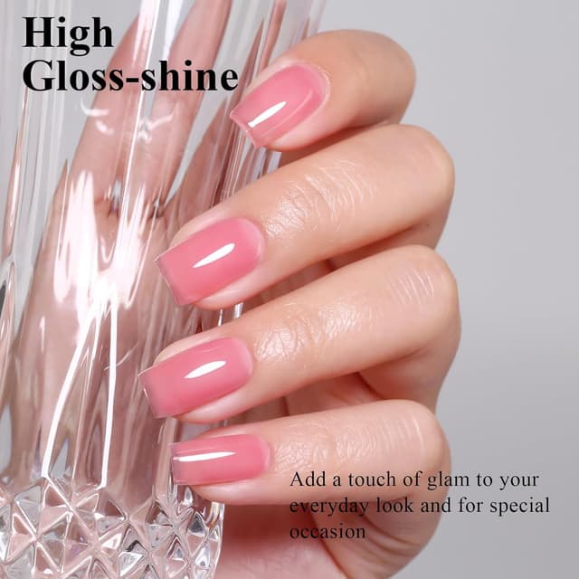 Detalle de Imtiti Jelly Pink Gel-Nagellack (UV/LED, 10 ml) – langanhaltend ablösbar, rosa Gel-Look für Salon oder Zuhause