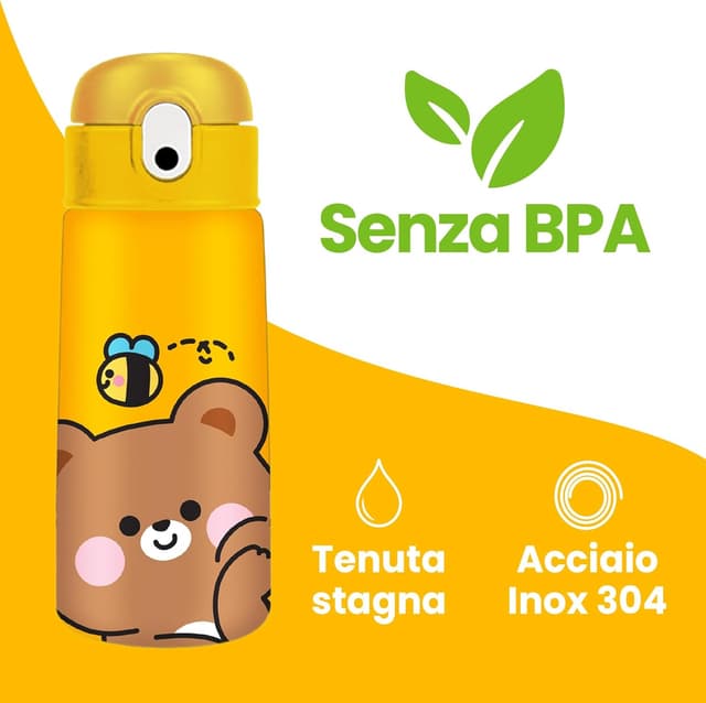 Detalle de Cartomania borraccia termica per bambini chill & refill 460 ml arancione con cannuccia
