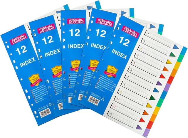 Detalle de A4 File Dividers 5 Pack, 12-Part PP Index Tabs (1–12) for Ring Binders