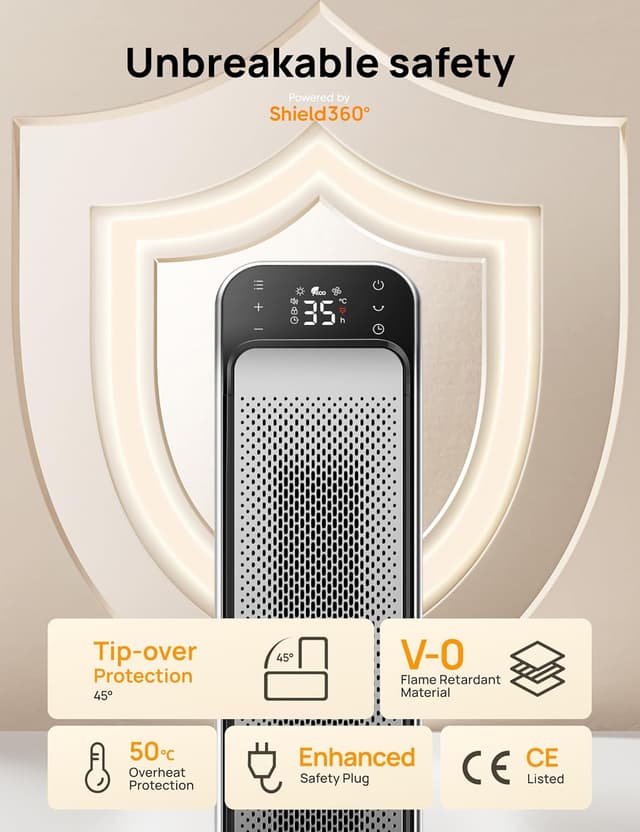 Detalle de Dreo 25 Inch Electric Heater, 70° Oscillating