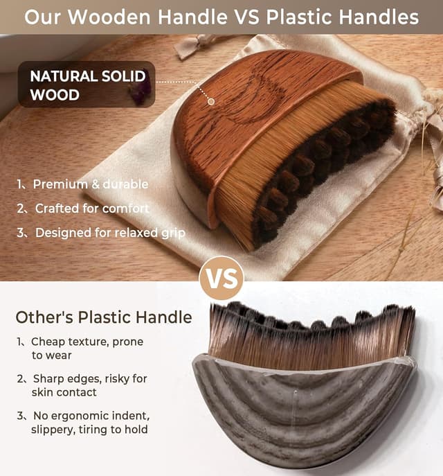 Detalle de Lymphatic Contour Face Brush — Wooden Face Brush for Lymphatic Drainage & Dry Brushing Massage