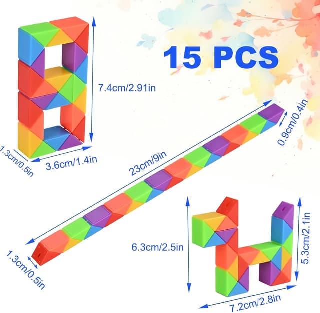 Detalle de GOLDGE 24-Pack Mini Fidget Snake Cube Puzzle Toys (Rainbow Colors) for Kids & Teens