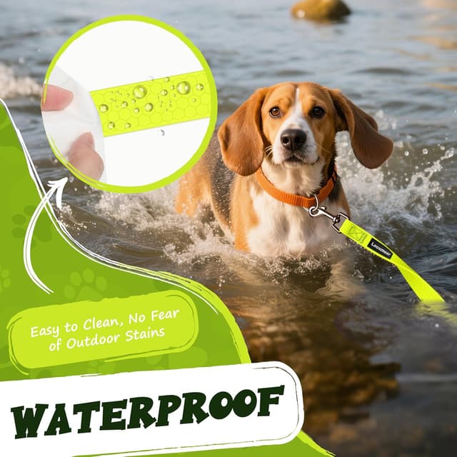 Detalle de Wasserdichte Looxmeer Schleppleine für Hunde (3 m bis 20 m) aus Biothane mit robustem Karabiner