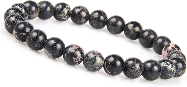 Detalle de Bracelet de perles de chakra en jaspe vert de pierres naturelles, perles 8 mm