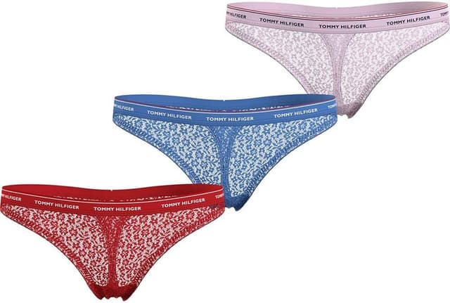Detalle de Tommy Hilfiger women’s 3-pack lace thong set (extended sizes) UW0UW04896