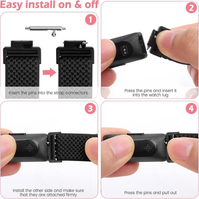 Detalle de SHIJZWD adjustable elastic nylon watch strap for Fitbit Inspire 3 / Inspire 2 / Inspire / Inspire HR / Ace 3 / Ace 2