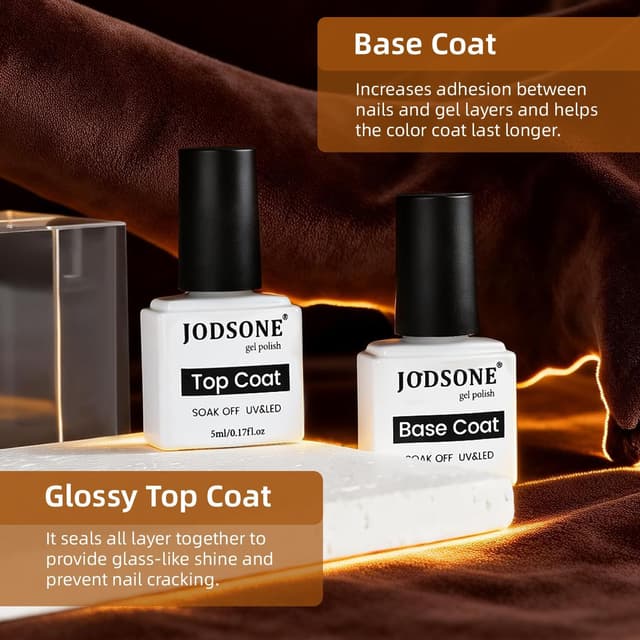 Thumbnail 6 de JODSONE set smalto gel con glitter (10 colori) nero, rosso, verde e argento + base e top coat