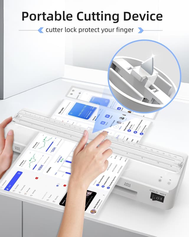 Detalle de Raycial A4 Laminator with cutter, 95s warm up