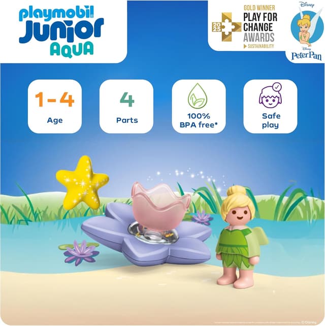 Detalle 2 de Playmobil JUNIOR Aqua & Disney Tinkerbell’s Magic Fairy Swimming Flower (71772)