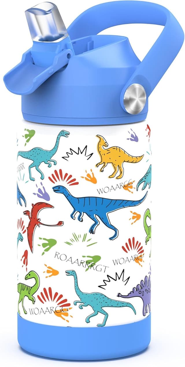 Detalle de Ntswasd boys insulated water bottle with straw (350 ml) – stainless steel, leak proof for school