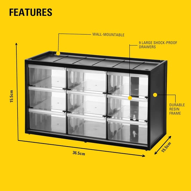 Detalle de STANLEY cassettiera a 9 cassetti grandi, unità apilabile per minuteria e attrezzi