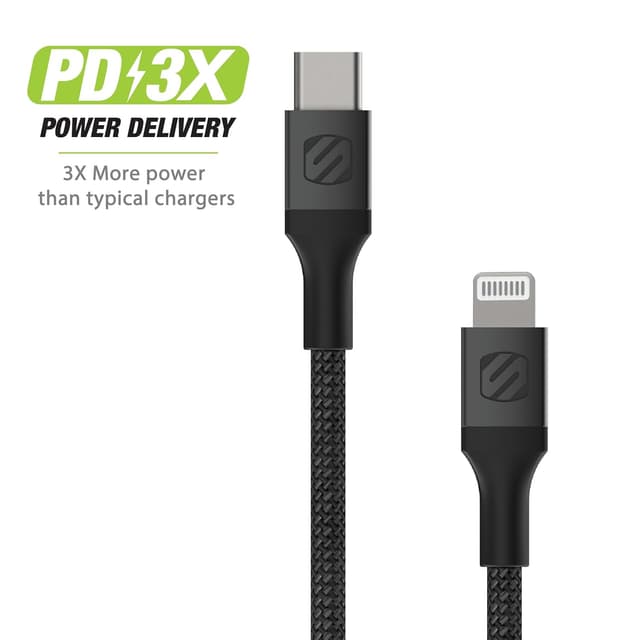Detalle 2 de Scosche Ci4B8SG-SP MFi Certified USB-C to Lightning Cable (8ft, Space Gray) for iPhone, iPad, and AirPods Pro