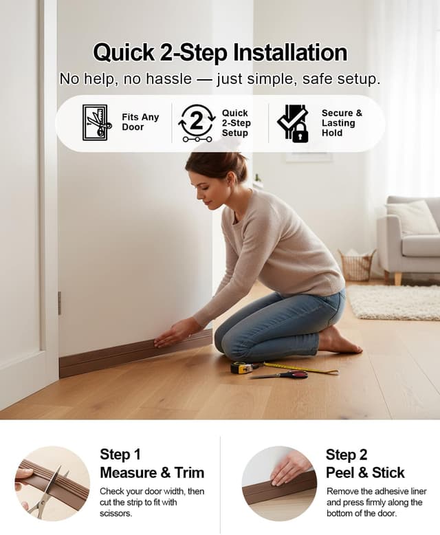 Thumbnail 6 de Silicone Draught Excluder Door Seal Strip (Self-Adhesive) – Coffee Colour