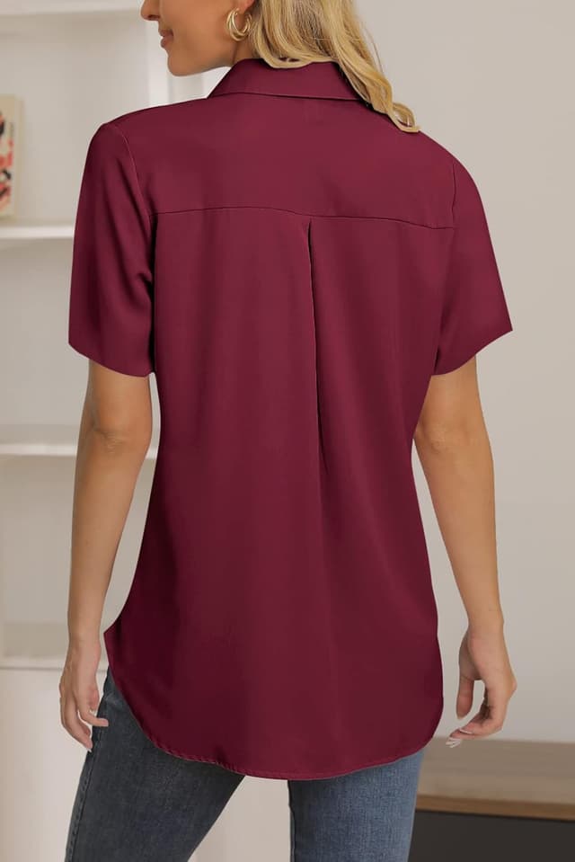 Detalle de NONSAR chemisier femme en mousseline à col en V, manches courtes et boutons