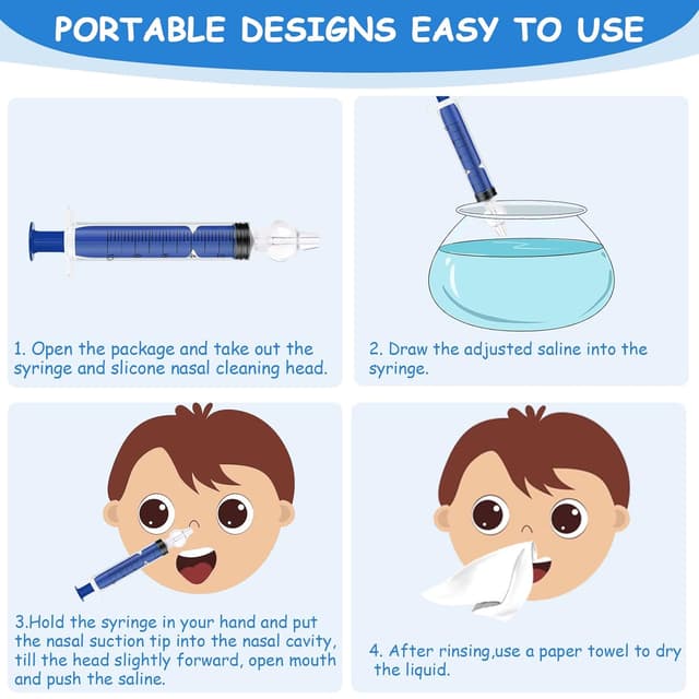 Detalle de Vicloon Baby Nasendusche (4er Set) – 10-ml Nasenspüler aus 100% Silikon für Babys