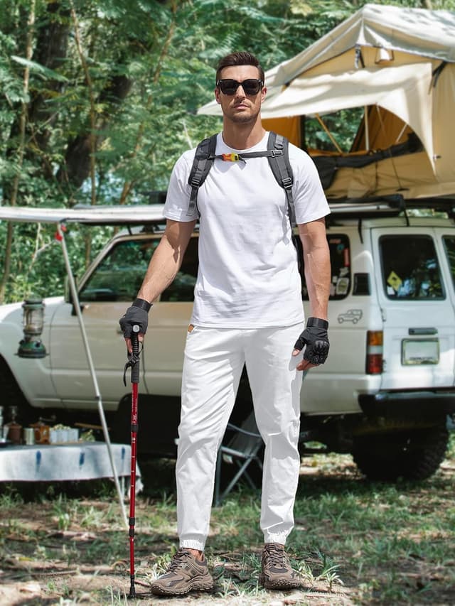 Thumbnail 6 de PLEPAN Mens Casual Cargo Joggers — Cotton Drawstring Chino Pants