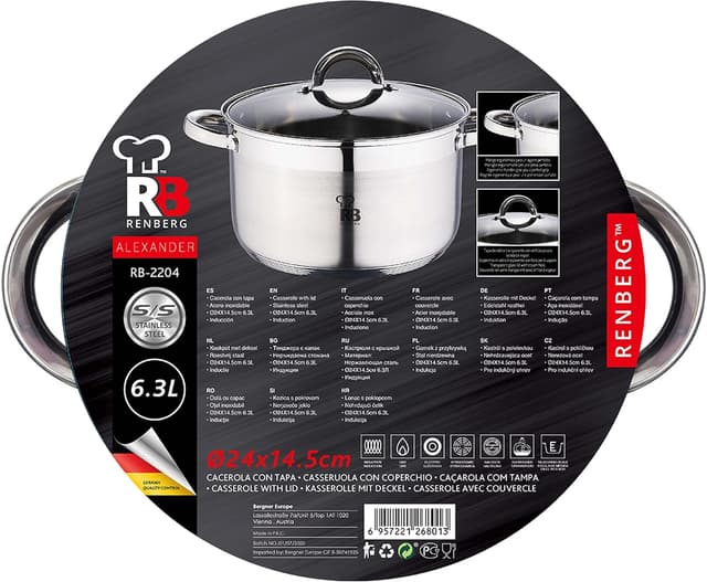 Thumbnail 6 de RENBERG Alexander Cacerola de Acero Inoxidable 6.3L 🍲