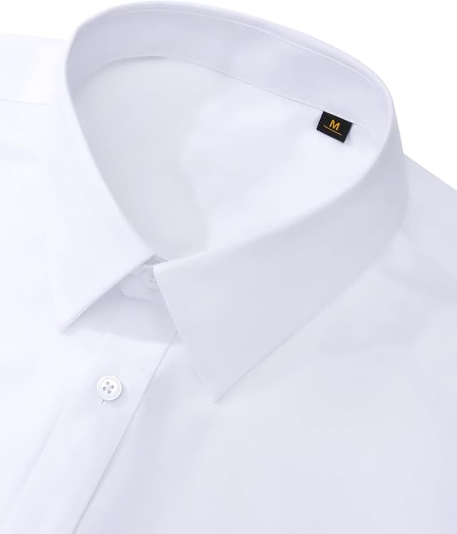 Detalle de Lusead Men's Long Sleeve Wrinkle-Free Stretch Dress Shirt (Cotton, Solid Button-Down)