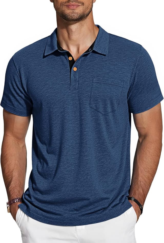 Detalle de TARAINYA Polo homme en coton à manches courtes avec poche