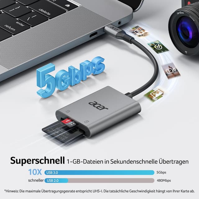 Detalle 2 de acer USB C SD Kartenleser 5 Gbps