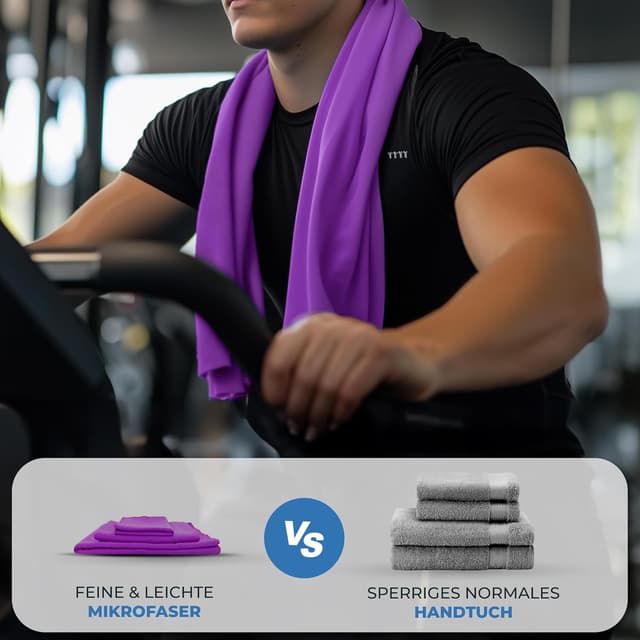 Thumbnail 1 de ZENACROSS Mikrofaser Handtuch 3er Set mit Transportbeutel – schnelltrocknendes Sporthandtuch in Lila (XS, S, M, L)