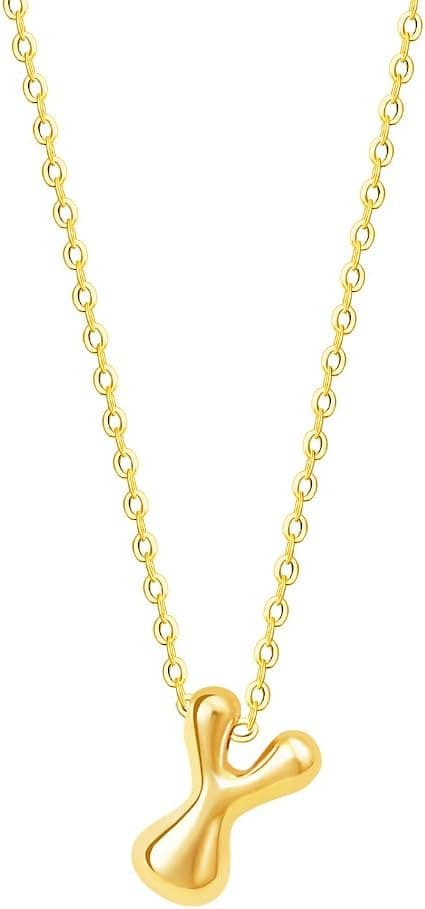 Detalle de Viwind Buchstaben-Anhänger Halskette für Damen (Bubble Letter), 48 cm, verstellbar – inkl. Geschenkbox