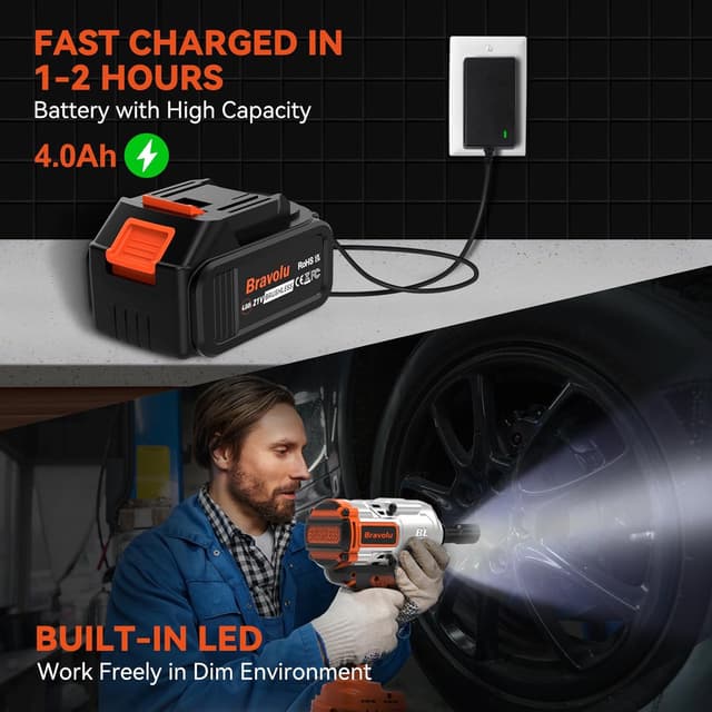 Detalle 1 de Clé à chocs sans fil 21V 1000N.m Bravolu