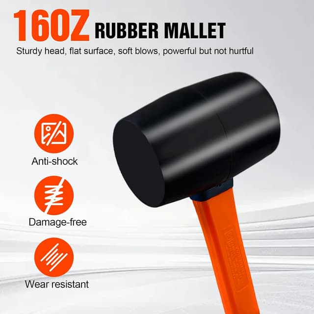 Detalle de 2Pcs Rubber Mallet Hammer Set (16oz) with 40mm Double-Faced Soft Mallet Heads for Flooring, Bricklaying & Tiling