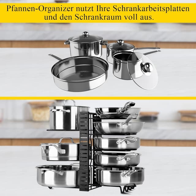 Thumbnail 6 de Toplife doppelseitiger Pfannenhalter mit 10 verstellbaren Teilern – Topfdeckelhalter für Ordnung im Küchenschrank