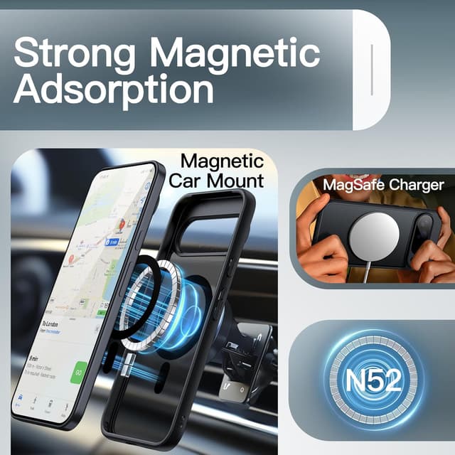 Detalle de JETech Magnetic Case for Google Pixel 10/10 Pro 2025 (Obsidian) – MagSafe-compatible shockproof cover