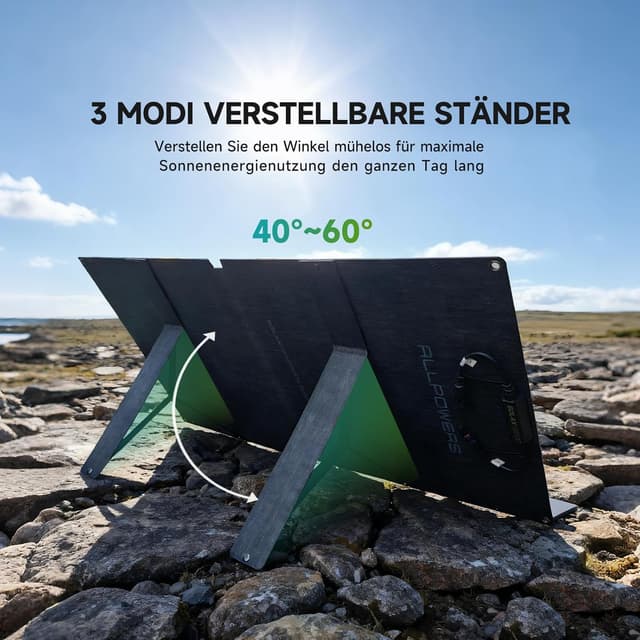 Detalle de ALLPOWERS SE100 faltbares 100-W-Solarpanel (IP68) – Monokristallin für tragbare Powerstationen & Outdoor