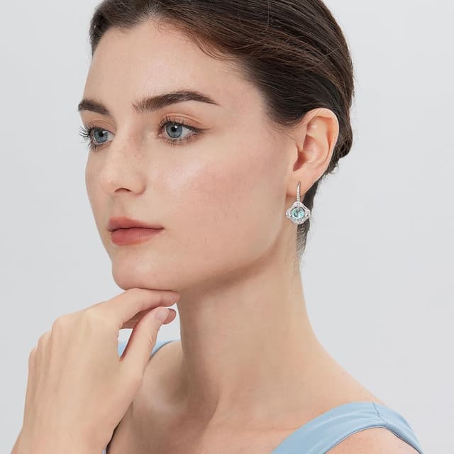 Detalle 2 de jiamiaoi 18 Karat Weißgold plattiert Ohrringe Hängend mit Zirkonia (925 Sterling Silber)