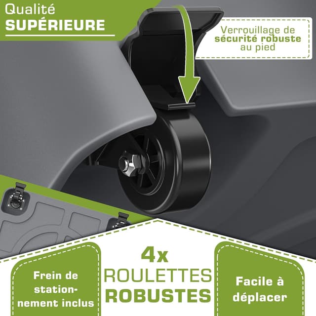 Detalle 2 de Pied de parasol tillvex® GRAVIA à roulettes et freins (remplissage 37 L / jusqu’à 56 kg) pour mât Ø 1,8 à 3,7 m