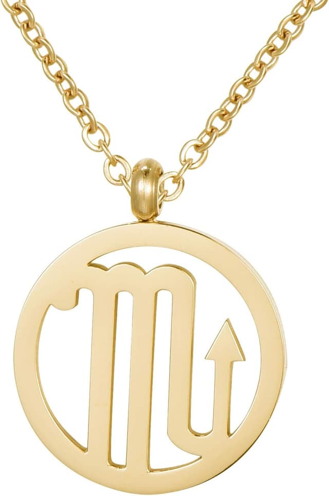 Detalle de Morella collana da donna in acciaio inox color oro con ciondolo segno zodiacale, in sacchetto di velluto