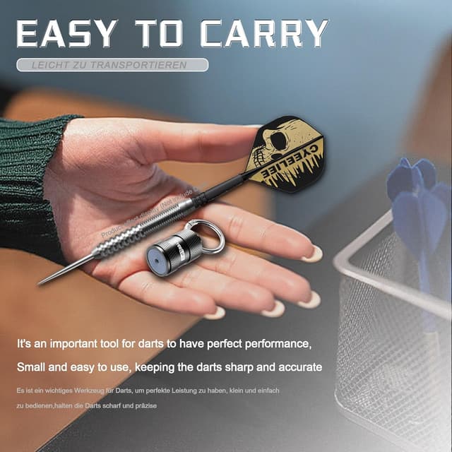 Detalle de CyeeLife Schleifsteine für Dartpfeile mit Metallspitzen – kompakter Dart Sharpener als Schlüsselanhänger