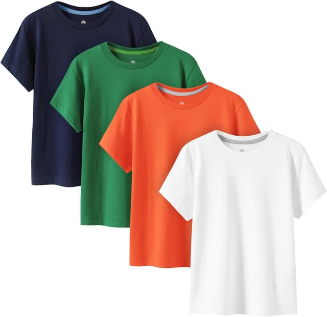 Detalle de LAPASA Pacco da 4 T-Shirt 100% Cotone per Bambini e Ragazzi Unisex (Manica Corta) colori assortiti