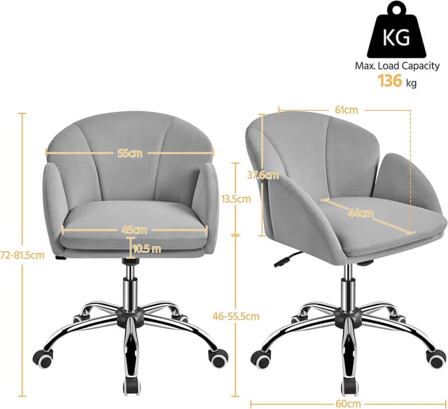 Detalle 1 de Yaheetech Sedia Ufficio Velluto 136 kg