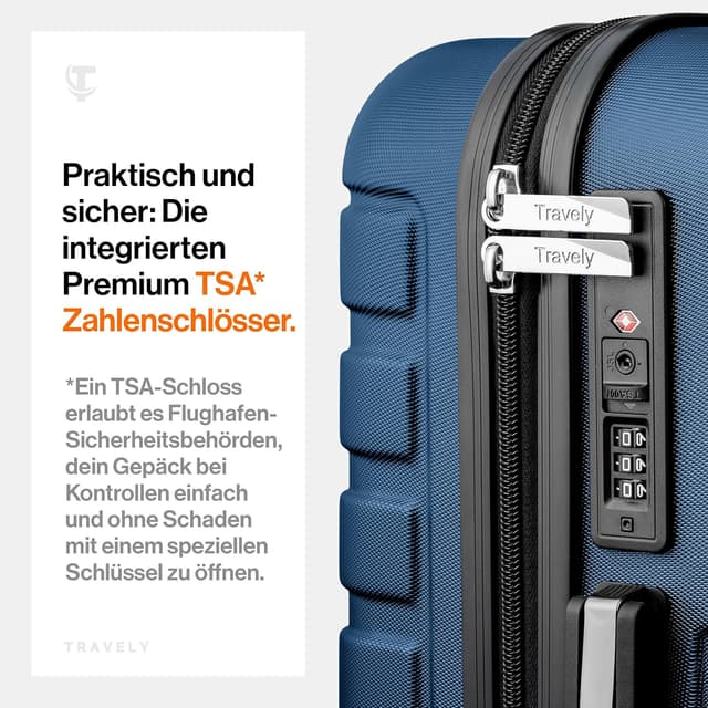 Detalle 2 de Travely Polycarbonat Koffer Set (77 cm, 67 cm & Handgepäck) mit TSA-Schloss