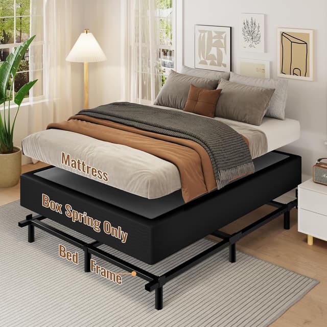 Detalle de Mashomdec Full Size 10 Inch Heavy-Duty Metal Box Spring (up to 2500 lbs) with Noise-Free Frame and Removable Cover