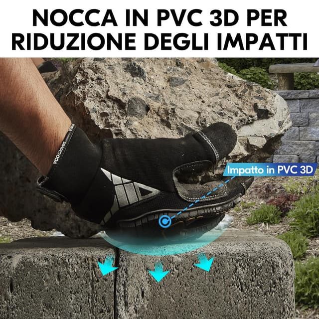 Detalle de Vgo... Guanti da lavoro uomo antivibrazione e antiurto in pelle (1 paio) per edilizia, decespugliatore e lavori pesanti