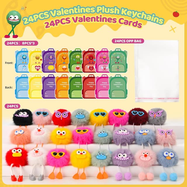 Thumbnail 2 de EFLSJIO Valentine Plush Keychains 24 Pack