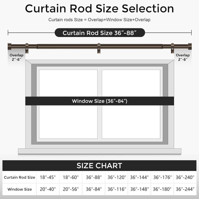 Detalle 1 de VOIIY Bronze Curtain Rods 36-88 in