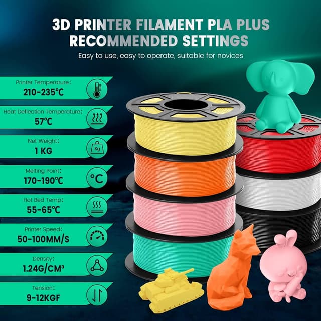 Detalle 2 de SUNLU 10KG PLA+ 3D Printer Filament (1.75mm) – Black 5 + White 5 spools