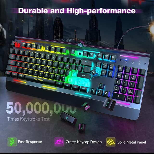Detalle 2 de TECKNET Gaming Keyboard 15-zone RGB