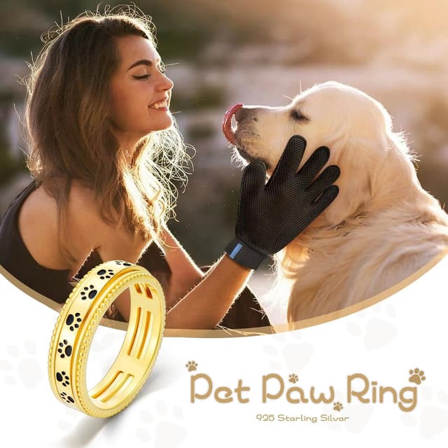 Detalle de PARYFO Fidget Ring drehbar aus 925 Sterling Silber mit Pfotenmotiv – Spinner Ring gegen Stress