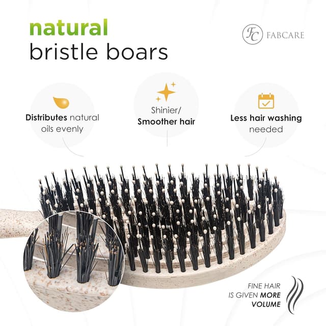 Detalle de FABCARE Bio Haarbürste mit Wildschweinborsten